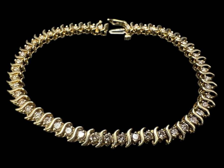 10K Gold Diamond Bracelet Set With (49) 2.0mm Round Brilliant Natural Diamonds Estimated 1.50 cttw 8.0g Retails $4,000