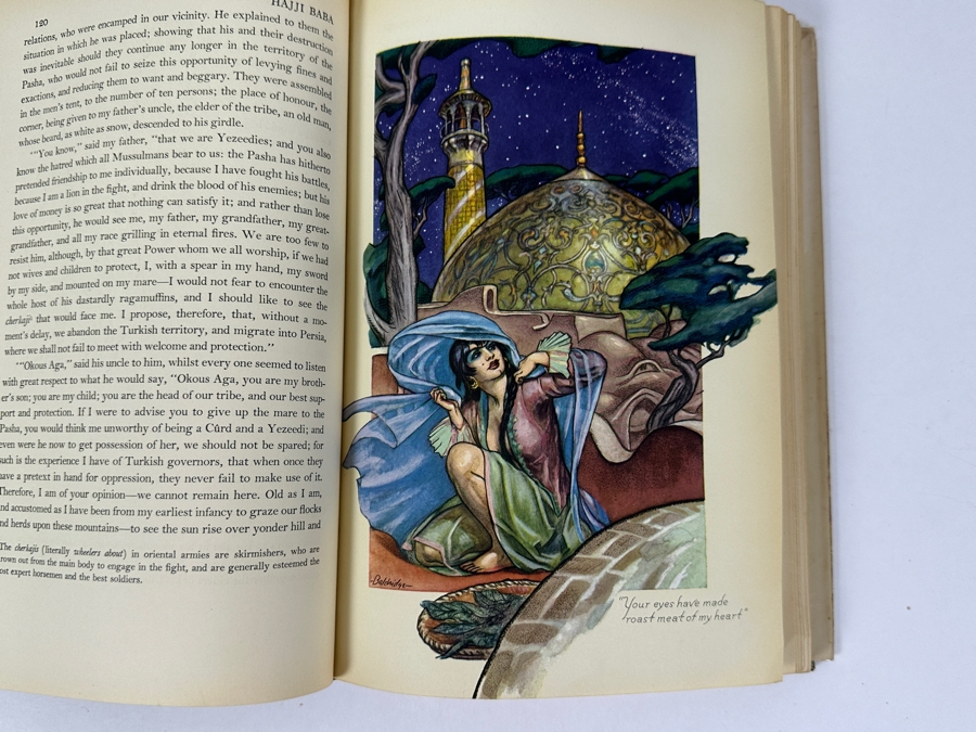 Vintage 1937 First Illustrated Edition Hardcover Book The Adventures Of Hajji Baba By James Morier With Original Dust Jacket Published By Random House New York Estimate $100-$200 [Photo 3]