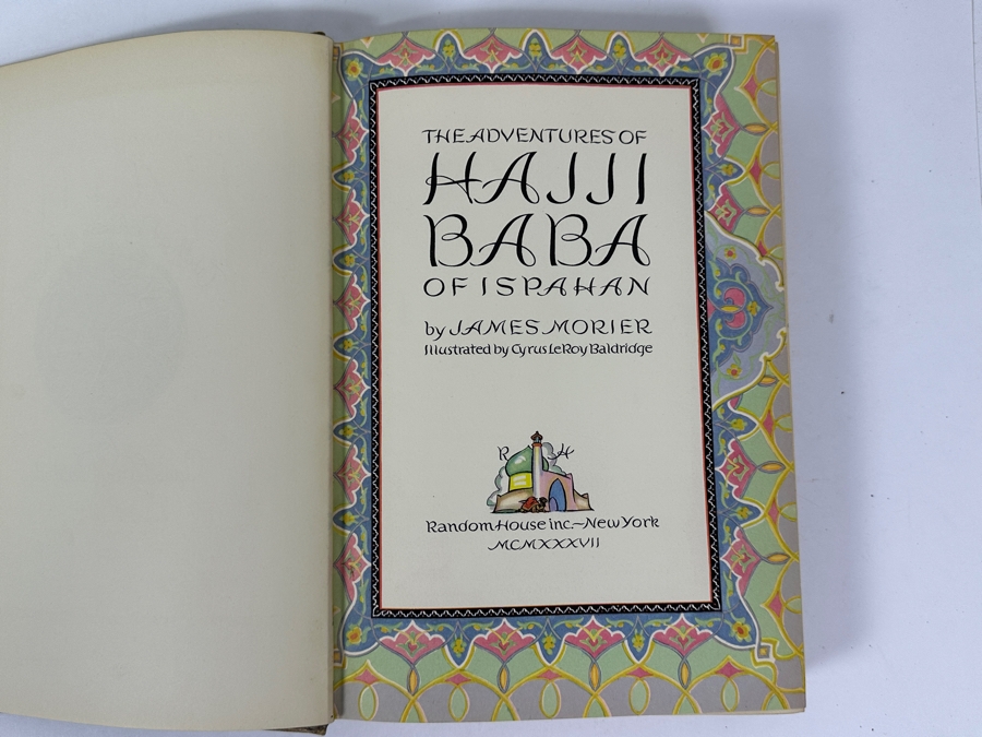 Vintage 1937 First Illustrated Edition Hardcover Book The Adventures Of Hajji Baba By James Morier With Original Dust Jacket Published By Random House New York Estimate $100-$200 [Photo 8]