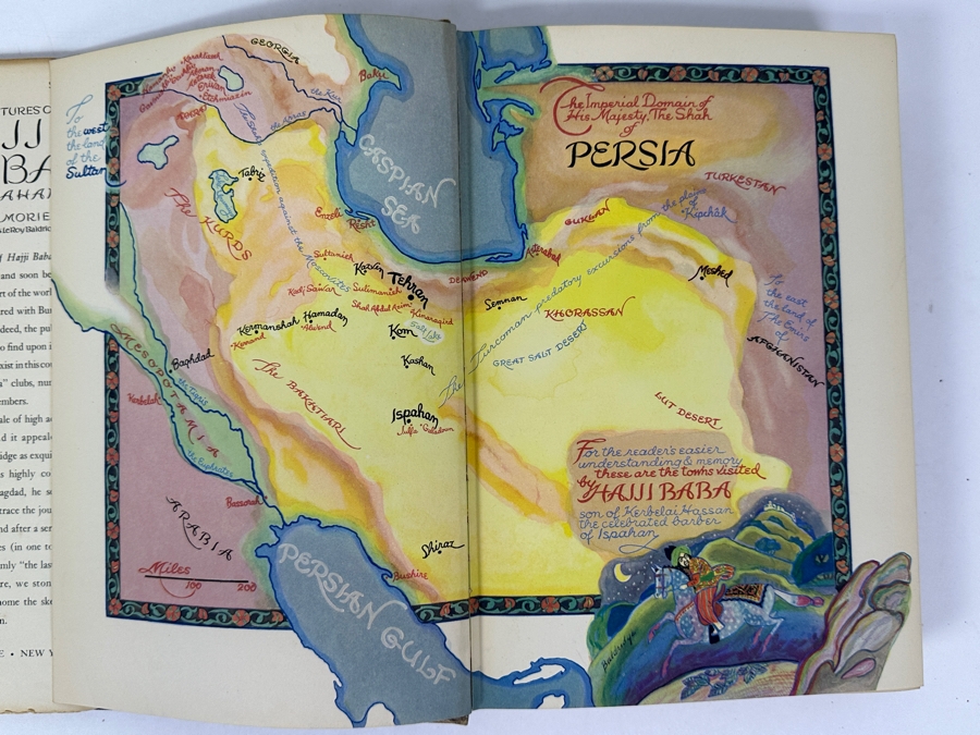 Vintage 1937 First Illustrated Edition Hardcover Book The Adventures Of Hajji Baba By James Morier With Original Dust Jacket Published By Random House New York Estimate $100-$200 [Photo 2]