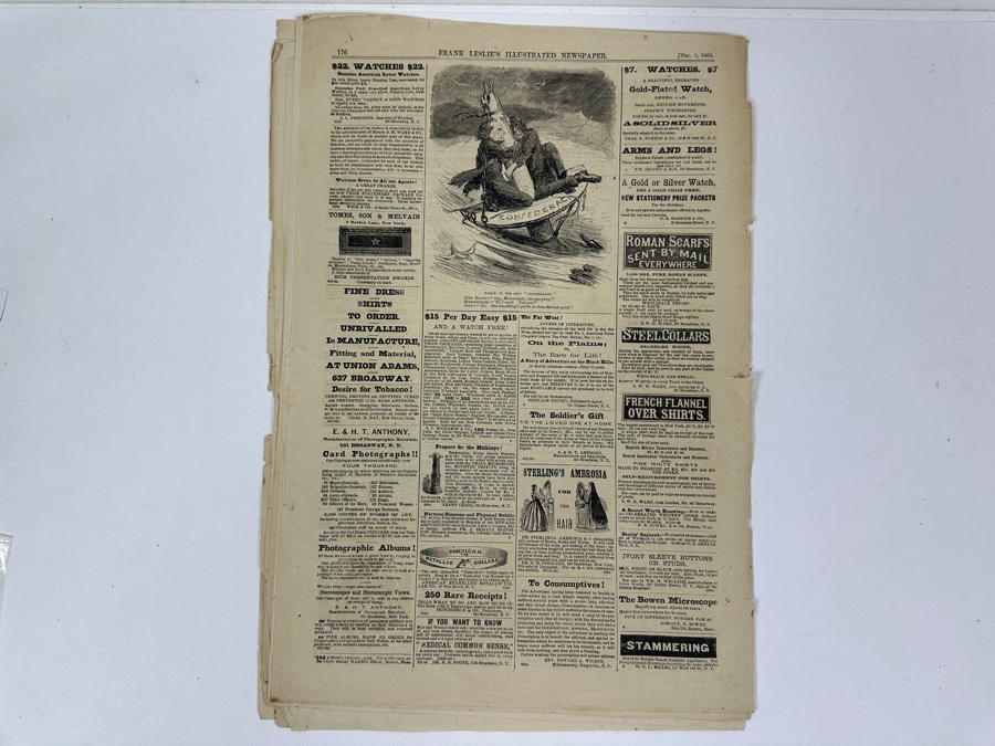 Antique 1863 December 5 Frank Leslie's Illustrated Newspaper First Illustrated Publication Of Abraham Lincoln's Gettysburg Address Civil War Estimate $1,000 [Photo 25]