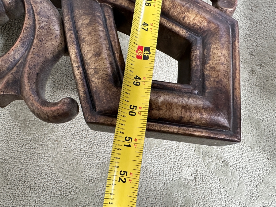 Large Tommy Bahama Wall Mirror with Wood Frame and Metal Scroll Work 54' x 44' [Photo 4]