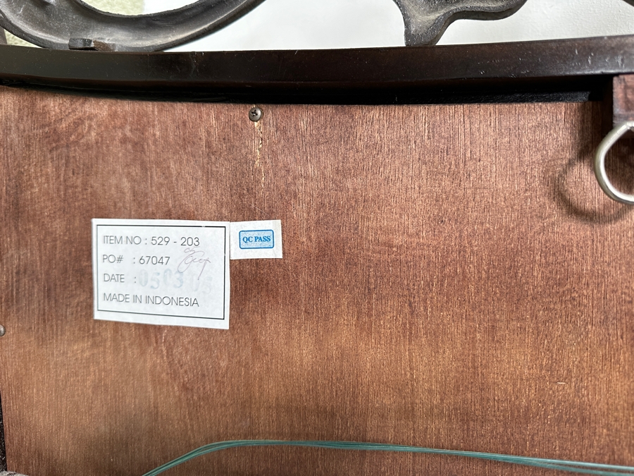 Large Tommy Bahama Wall Mirror with Wood Frame and Metal Scroll Work 54' x 44' [Photo 3]