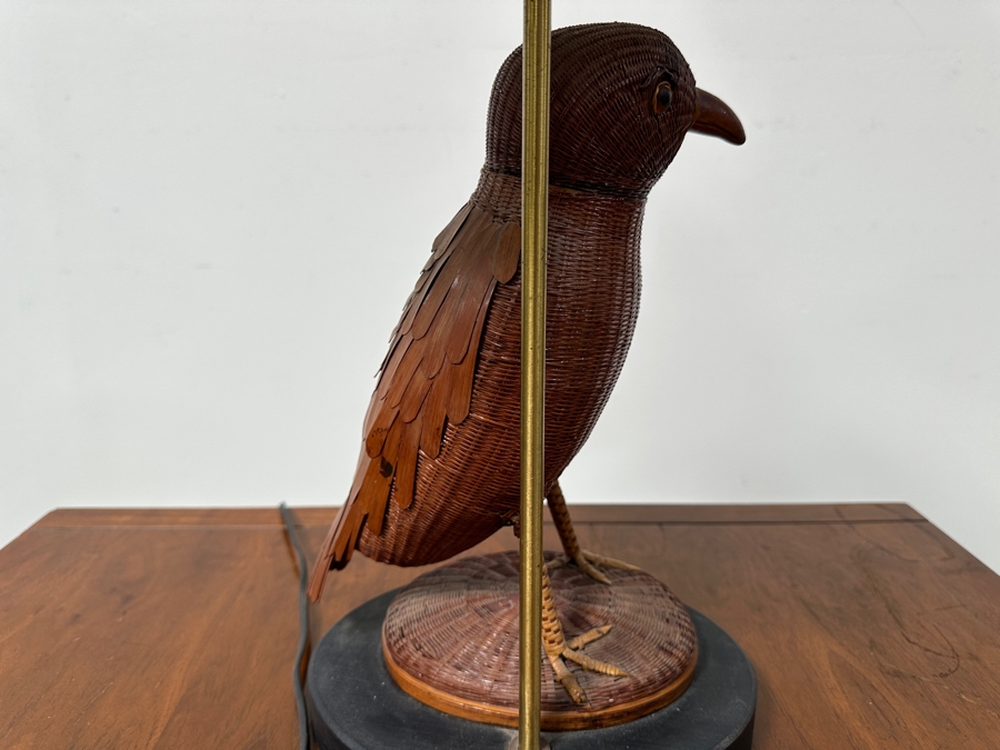 Vintage Wicker Bird Sculpture Table Lamp 27H [Photo 4]