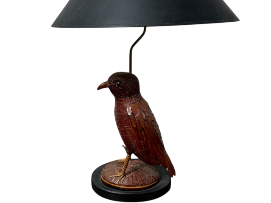 Vintage Wicker Bird Sculpture Table Lamp 27H [Photo 2]