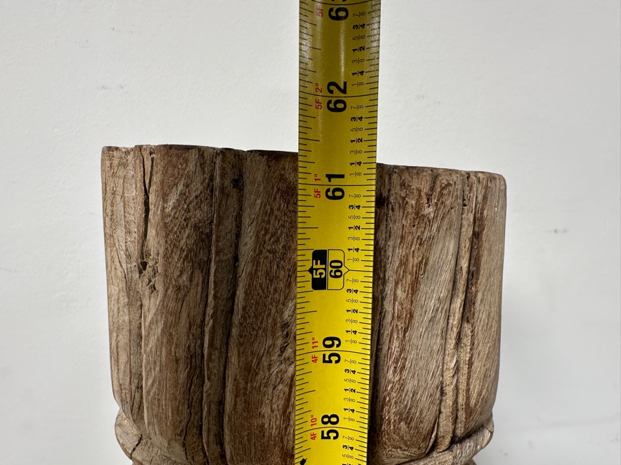 Vintage Hand Carved Architectural Wooden Column With Metal Base 61'H [Photo 9]