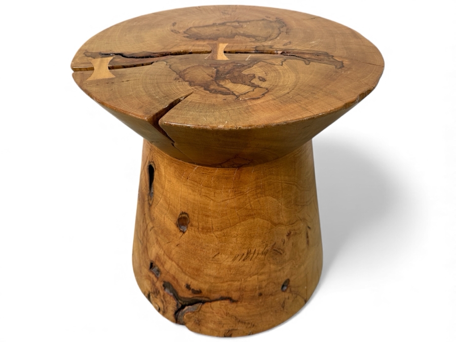 Solid Wooden Sculptural Natural Side Table 18'W x 20'H