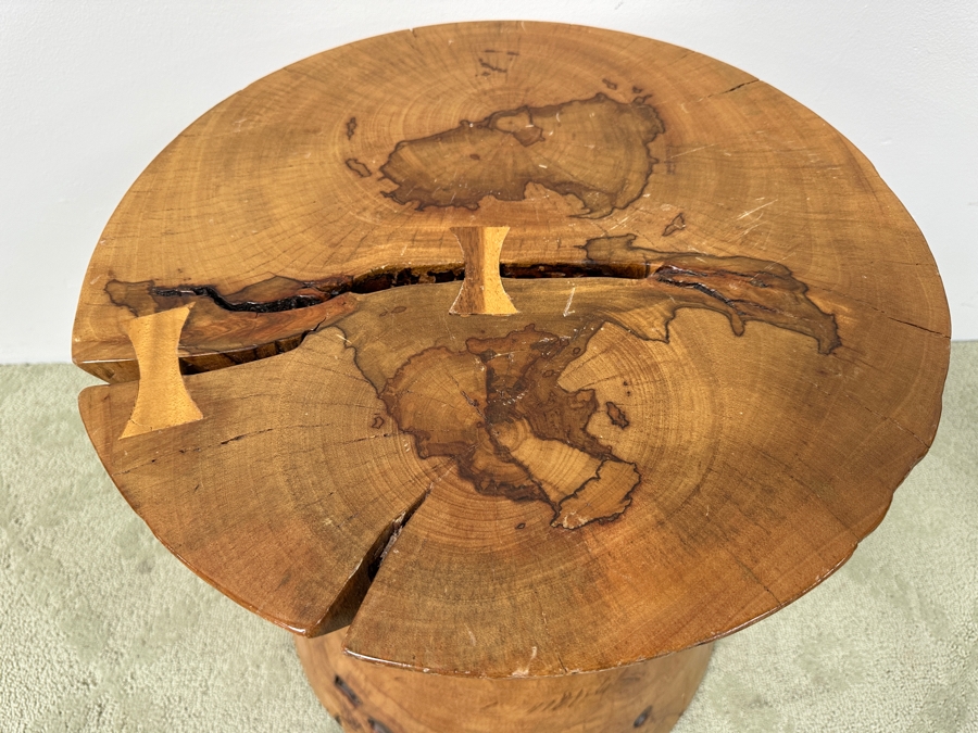 Solid Wooden Sculptural Natural Side Table 18'W x 20'H [Photo 3]