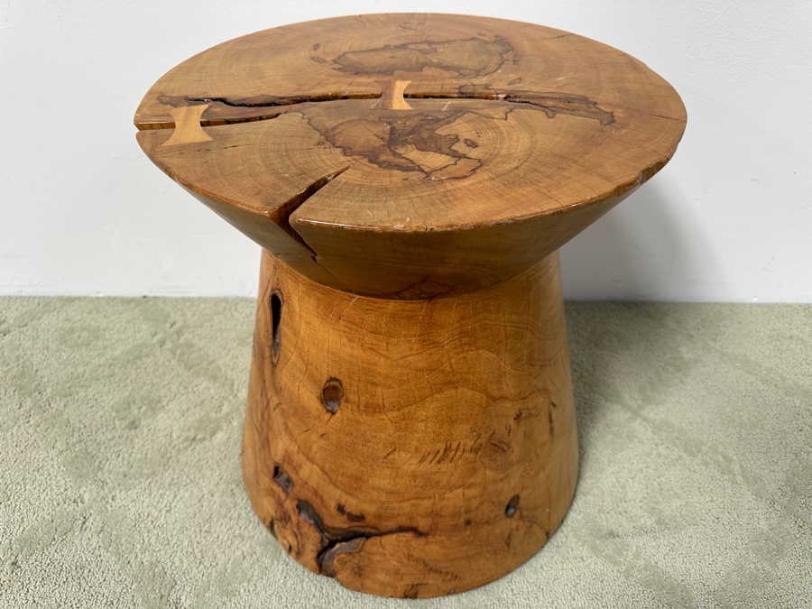Solid Wooden Sculptural Natural Side Table 18'W x 20'H [Photo 2]