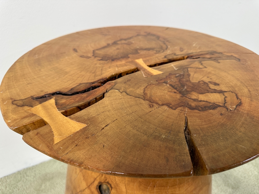 Solid Wooden Sculptural Natural Side Table 18'W x 20'H [Photo 5]