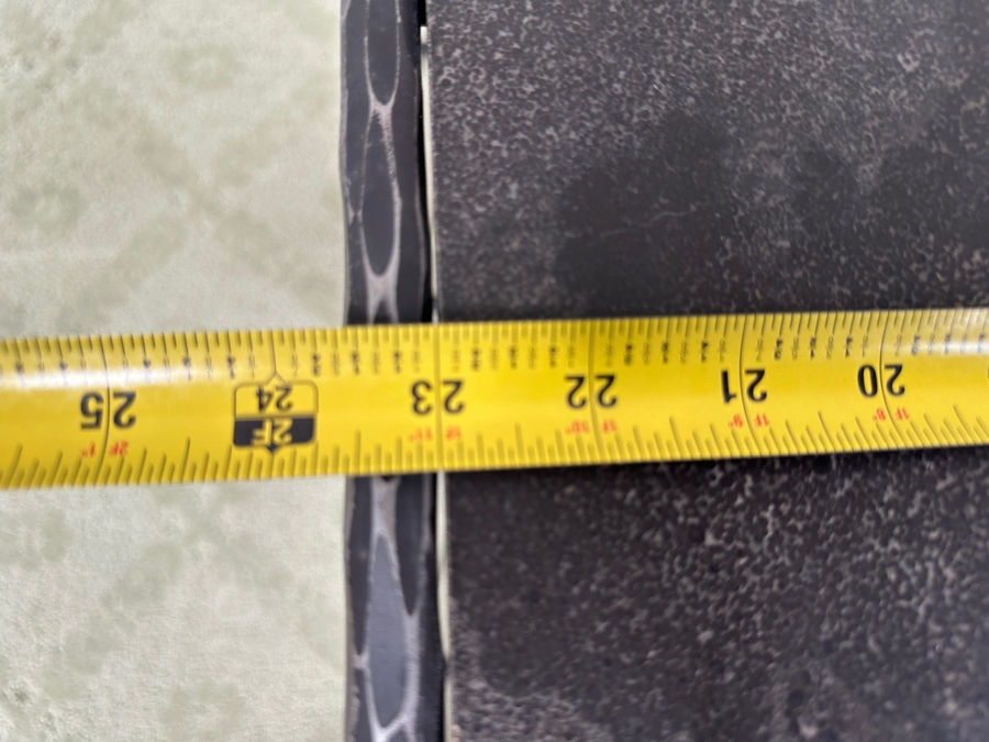 Pair of Arlo Accent Tables with C Shaped Base Stone Top and Hammered Metal Frame Retail $479 Each 24'W x 12'D x23'H [Photo 6]