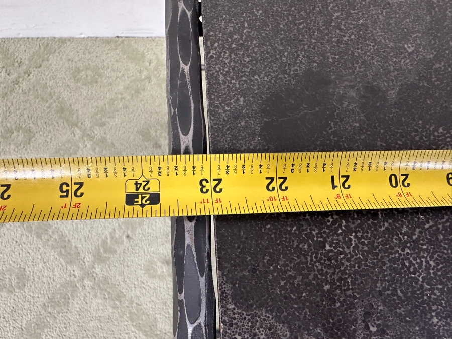 Pair of Arlo Accent Tables with C Shaped Base Stone Top and Hammered Metal Frame Retail $479 Each 24'W x 12'D x23'H [Photo 7]