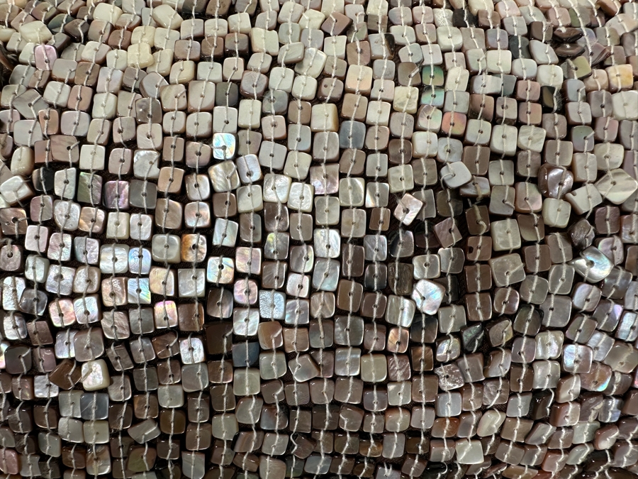 Pair of Beaded Mother of Pearl Shell Pillows 22' x 11' [Photo 3]