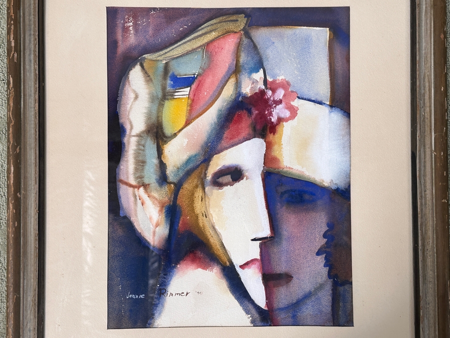1974  Jeanne Rimmer Abstract Watercolor Painting 14.5'W x 19'H Framed: 24'W x 32'H