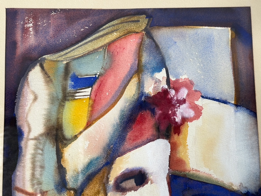 1974  Jeanne Rimmer Abstract Watercolor Painting 14.5'W x 19'H Framed: 24'W x 32'H [Photo 6]