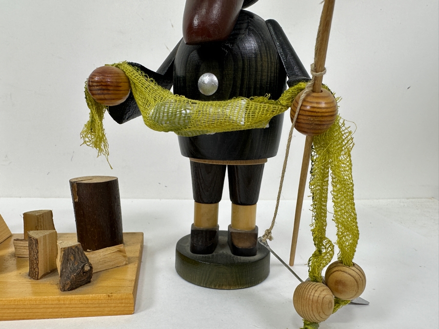 (3) Vintage German Folk Art Rauchermann Wooden Incense Smokers - Erzgebirge Region Of Germany - Holds Small Incense Cone - Smoke Curls Out Of Mouth 6.5'H To 7.5'H [Photo 6]