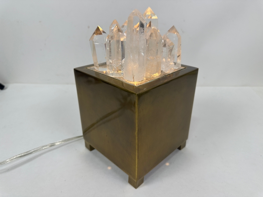 John-Richard Collection Natural Clear Quartz Crystals And Brass Box Table Lamp 5W X 9H [Photo 5]