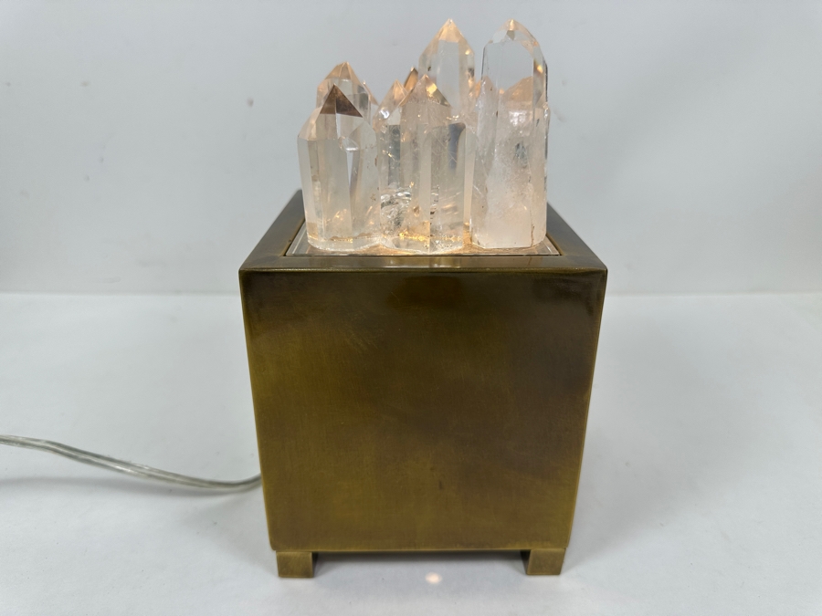 John-Richard Collection Natural Clear Quartz Crystals And Brass Box Table Lamp 5W X 9H [Photo 2]