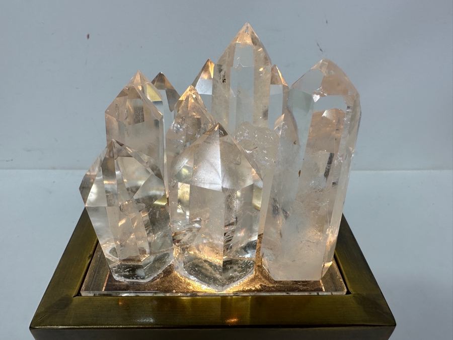 John-Richard Collection Natural Clear Quartz Crystals And Brass Box Table Lamp 5W X 9H [Photo 4]
