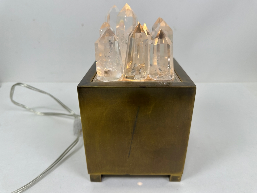 John-Richard Collection Natural Clear Quartz Crystals And Brass Box Table Lamp 5W X 9H [Photo 8]