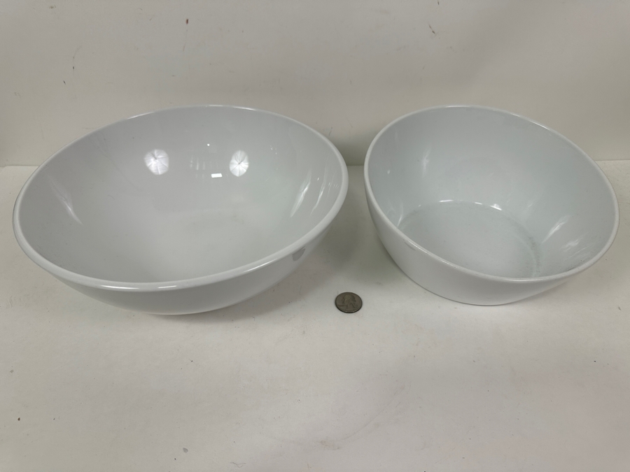 Pair of Crate and Barrel White Serving Bowls 9'W and 10'W [Photo 2]