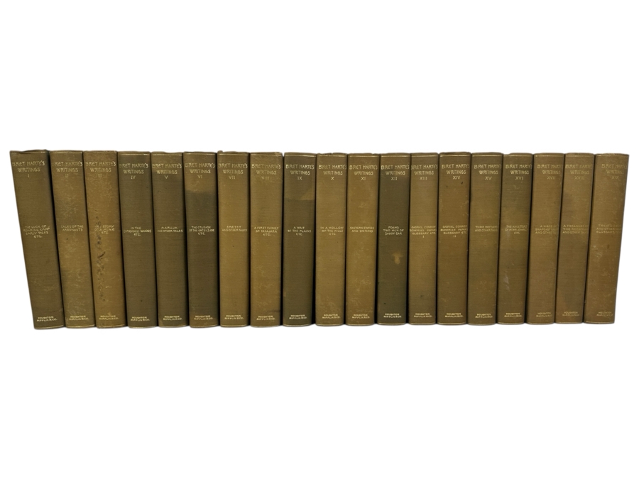 Antique Hardcover Books Set The Writings Of Bret Harte 19 Volumes 1899 Published By Houghton, Mifflin & Co [Photo 2]