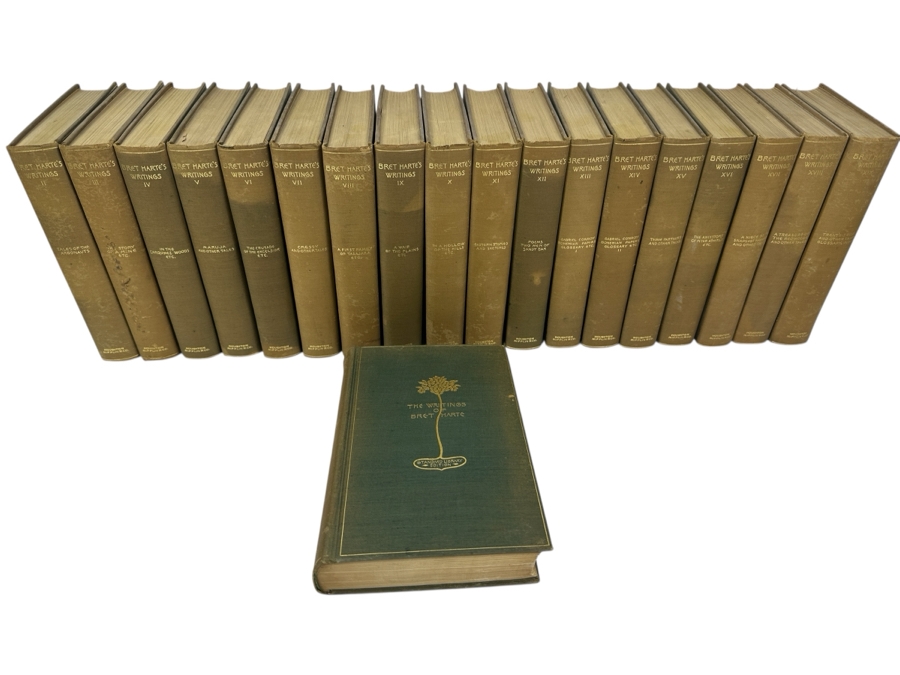 Antique Hardcover Books Set The Writings Of Bret Harte 19 Volumes 1899 Published By Houghton, Mifflin & Co