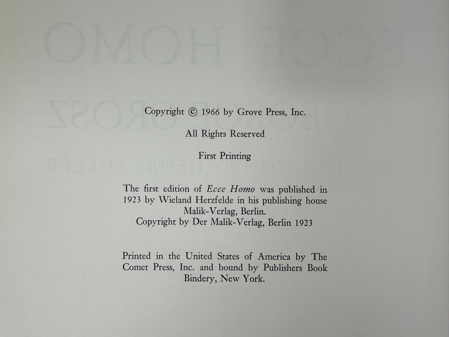 First Printing Hardcover Book Of The German Expressionist Artist George Grosz 1923 Drawing And Watercolor Collection Ecce Homo - Top Of Spine Is Damaged And 2 Pages Are Loose [Photo 5]