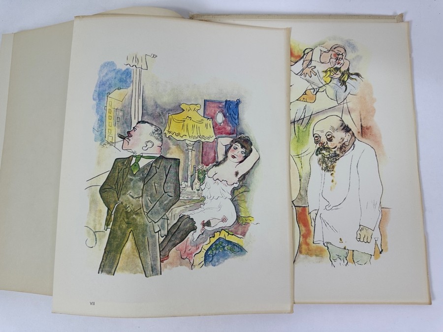 First Printing Hardcover Book Of The German Expressionist Artist George Grosz 1923 Drawing And Watercolor Collection Ecce Homo - Top Of Spine Is Damaged And 2 Pages Are Loose [Photo 14]