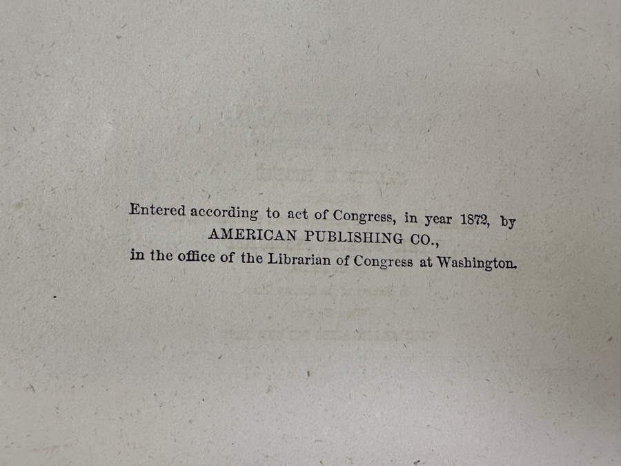Antique 1872 Hardcover First Edition Book Roughing It By Mark Twain (Samuel L. Clemens) Featuring Twain's Humorous Travelogue Of His Journey To The Wild West & Hawaii Published By American Publishing Company - Damaged Spine - Estimate $1,000-$2,500 [Photo 13]