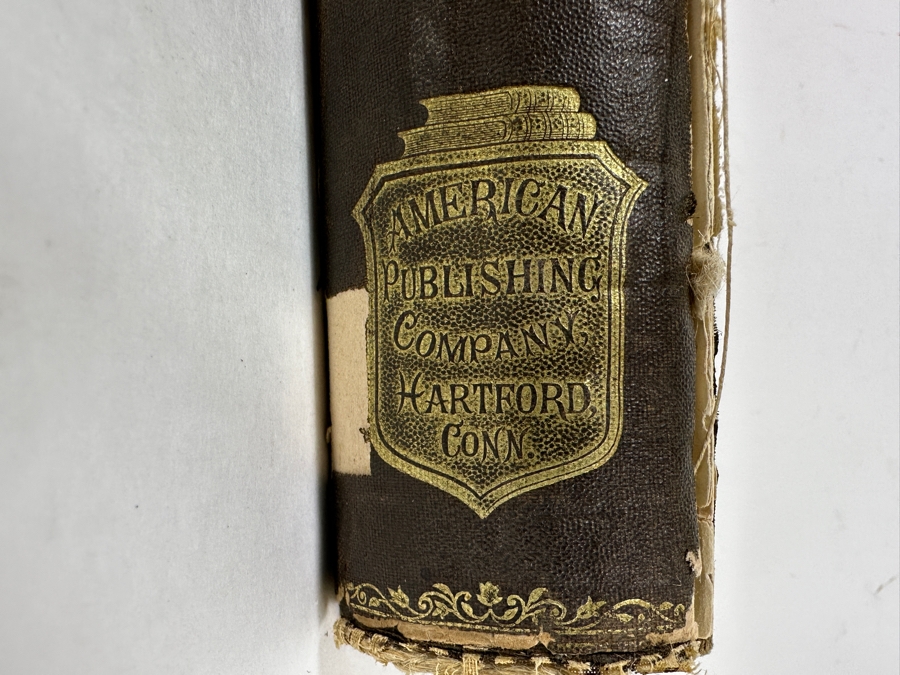 Antique 1872 Hardcover First Edition Book Roughing It By Mark Twain (Samuel L. Clemens) Featuring Twain's Humorous Travelogue Of His Journey To The Wild West & Hawaii Published By American Publishing Company - Damaged Spine - Estimate $1,000-$2,500 [Photo 5]