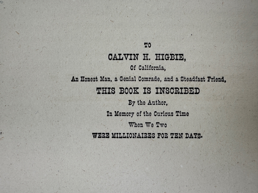 Antique 1872 Hardcover First Edition Book Roughing It By Mark Twain (Samuel L. Clemens) Featuring Twain's Humorous Travelogue Of His Journey To The Wild West & Hawaii Published By American Publishing Company - Damaged Spine - Estimate $1,000-$2,500 [Photo 14]