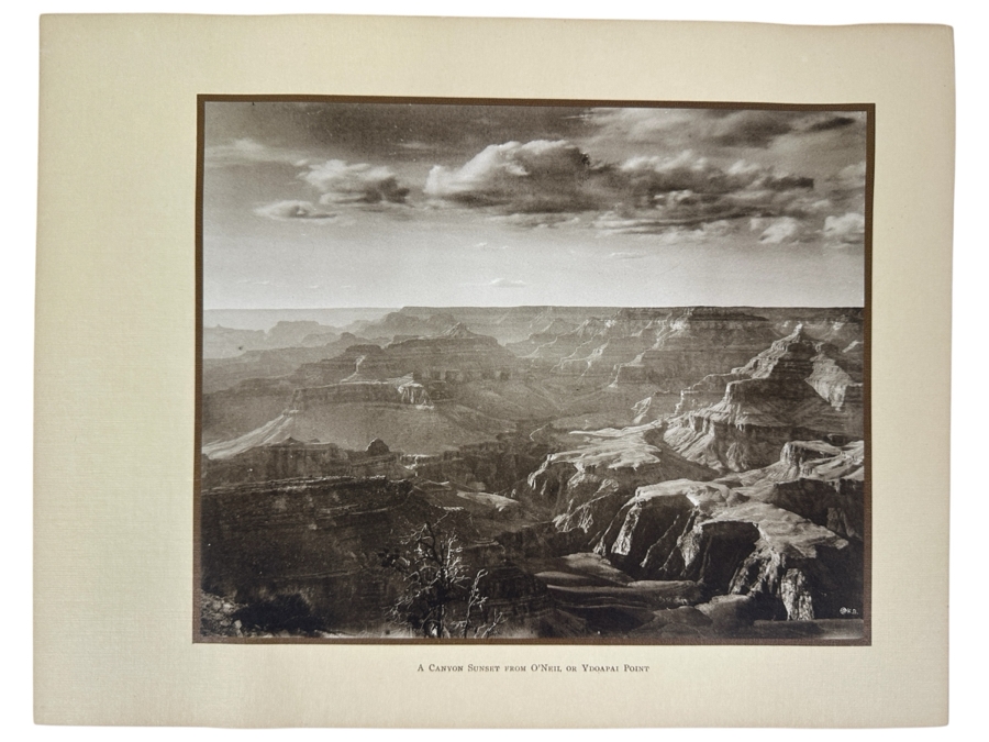 Just Added - Vintage Kolb Brothers Photogravure Print Titled 'A Canyon Sunset From O'Neil Or Ydoapai Point' 10' X 8' [Photo 2]