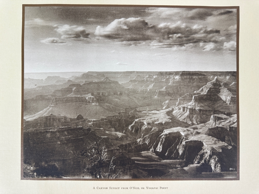 Just Added - Vintage Kolb Brothers Photogravure Print Titled 'A Canyon Sunset From O'Neil Or Ydoapai Point' 10' X 8'