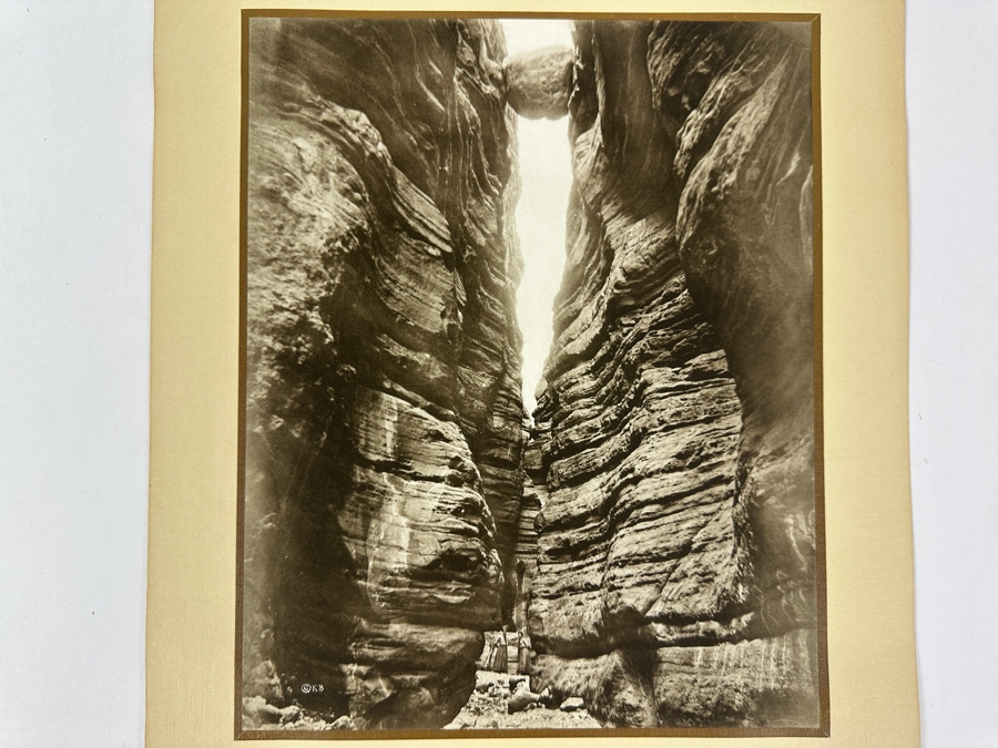 Just Added - Vintage Kolb Brothers Photogravure Print Titled 'Wedged Rock In Shinumo Canyon, 200 Feet Above Bass Trail' 8' X 10' [Photo 7]