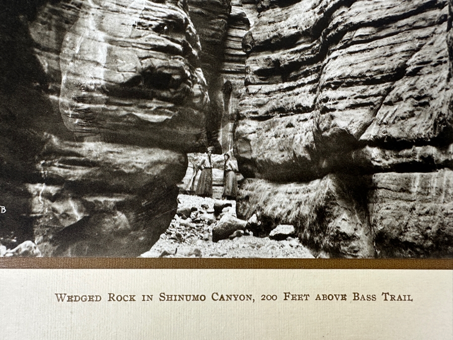 Just Added - Vintage Kolb Brothers Photogravure Print Titled 'Wedged Rock In Shinumo Canyon, 200 Feet Above Bass Trail' 8' X 10' [Photo 6]