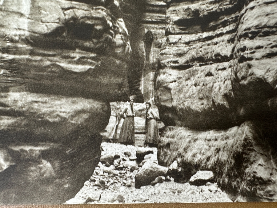 Just Added - Vintage Kolb Brothers Photogravure Print Titled 'Wedged Rock In Shinumo Canyon, 200 Feet Above Bass Trail' 8' X 10' [Photo 4]