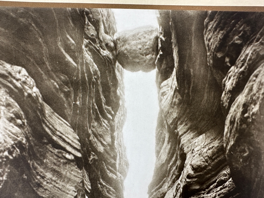 Just Added - Vintage Kolb Brothers Photogravure Print Titled 'Wedged Rock In Shinumo Canyon, 200 Feet Above Bass Trail' 8' X 10' [Photo 3]