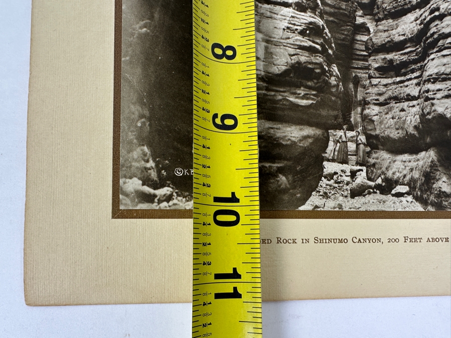 Just Added - Vintage Kolb Brothers Photogravure Print Titled 'Wedged Rock In Shinumo Canyon, 200 Feet Above Bass Trail' 8' X 10' [Photo 10]