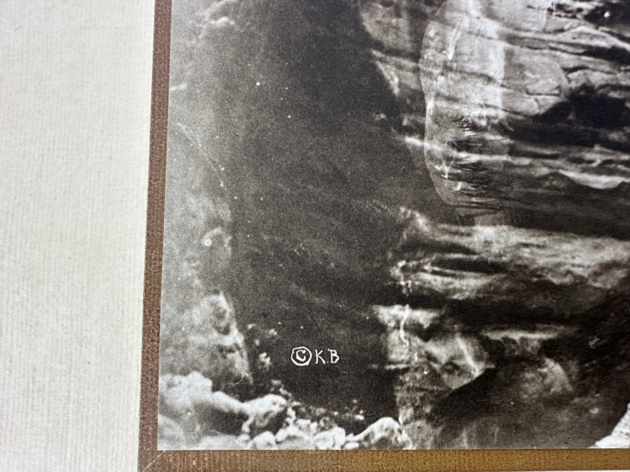 Just Added - Vintage Kolb Brothers Photogravure Print Titled 'Wedged Rock In Shinumo Canyon, 200 Feet Above Bass Trail' 8' X 10' [Photo 8]