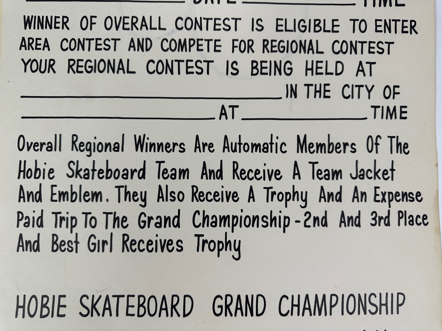 Just Added - Original 1966 Hobieboard Contest Hobie Skateboard Regional Competition Poster 14 X 22 [Photo 4]