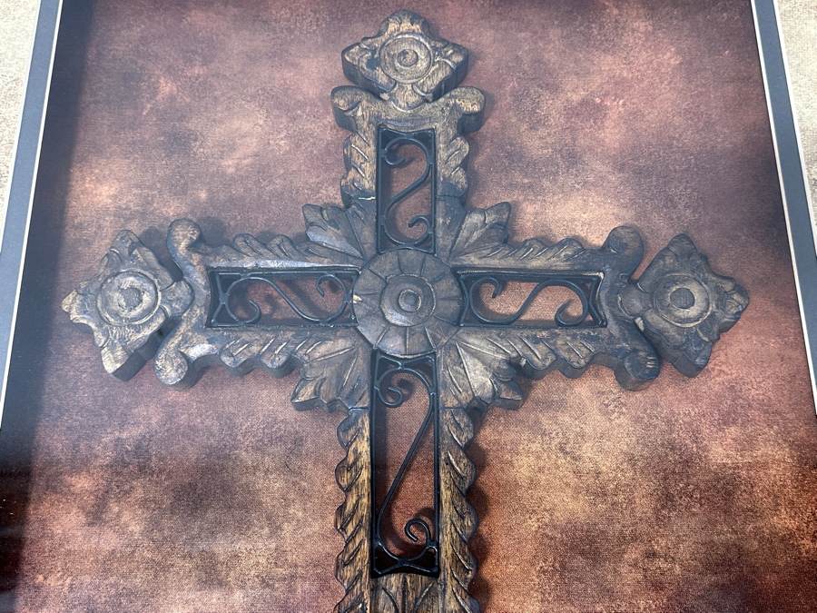 Just Added - Shadowbox Framed Wooden & Metal Cross 32 X 41 [Photo 5]