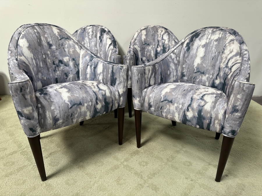 Set of (4) Custom Mid-Century Modern Style Upholstered Accent/Dining Chairs [Photo 4]