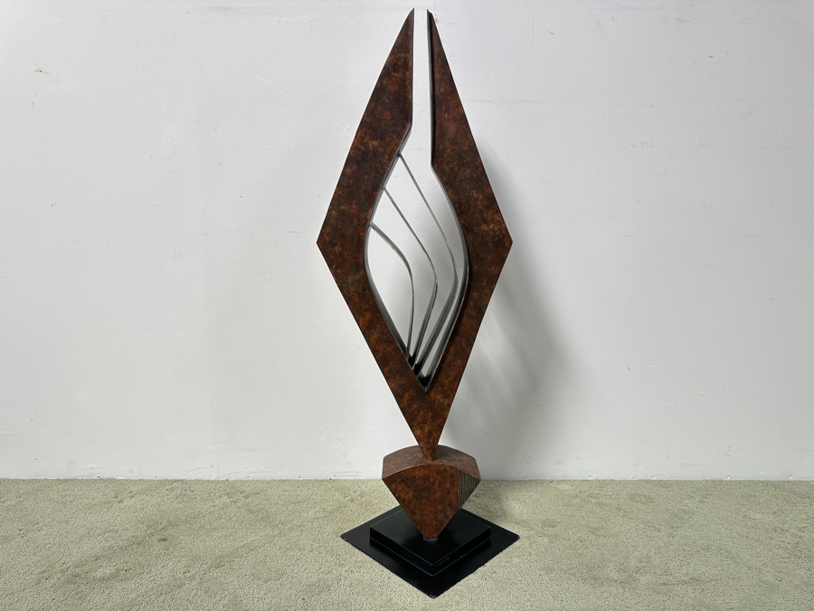 Destiny Allison (American, 21st Century) Abstract Steel Sculpture With Diamond Shape Signed On Plinth Base Dated 2007 44'H X 17'W X 15'D Estimate $1,500-$3,000 [Photo 3]