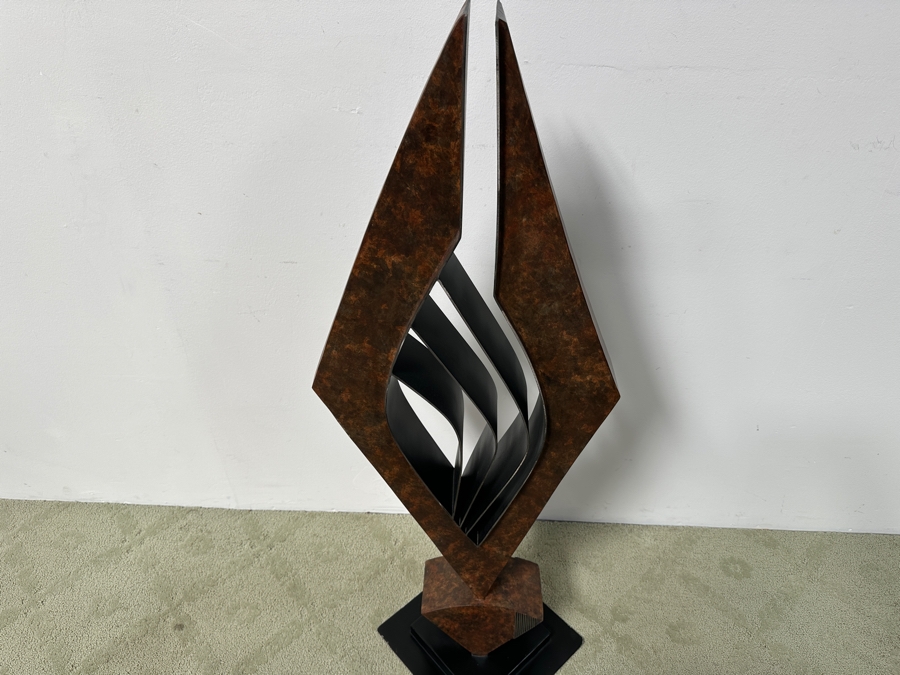 Destiny Allison (American, 21st Century) Abstract Steel Sculpture With Diamond Shape Signed On Plinth Base Dated 2007 44'H X 17'W X 15'D Estimate $1,500-$3,000 [Photo 7]