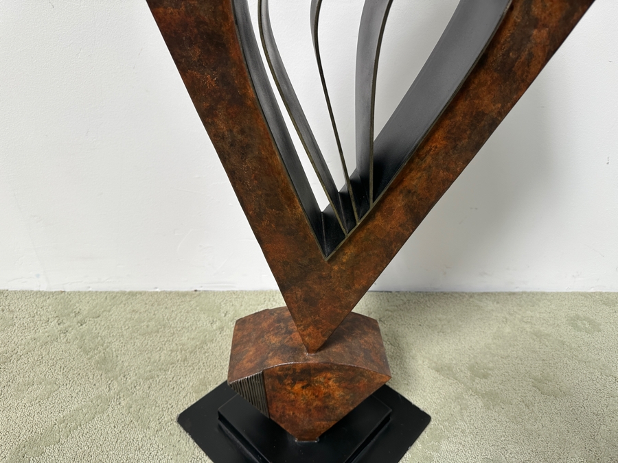 Destiny Allison (American, 21st Century) Abstract Steel Sculpture With Diamond Shape Signed On Plinth Base Dated 2007 44'H X 17'W X 15'D Estimate $1,500-$3,000 [Photo 13]
