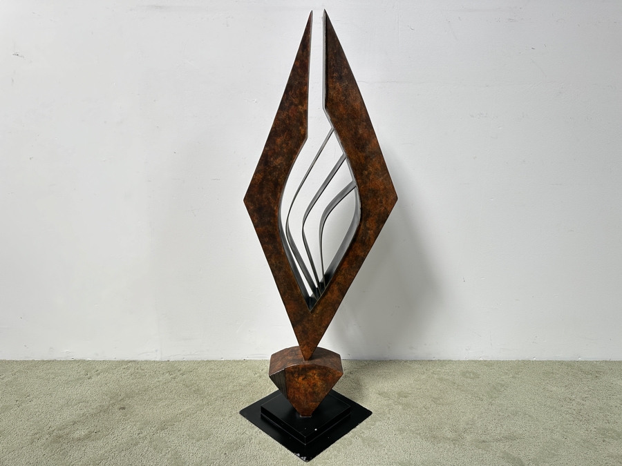 Destiny Allison (American, 21st Century) Abstract Steel Sculpture With Diamond Shape Signed On Plinth Base Dated 2007 44'H X 17'W X 15'D Estimate $1,500-$3,000 [Photo 12]