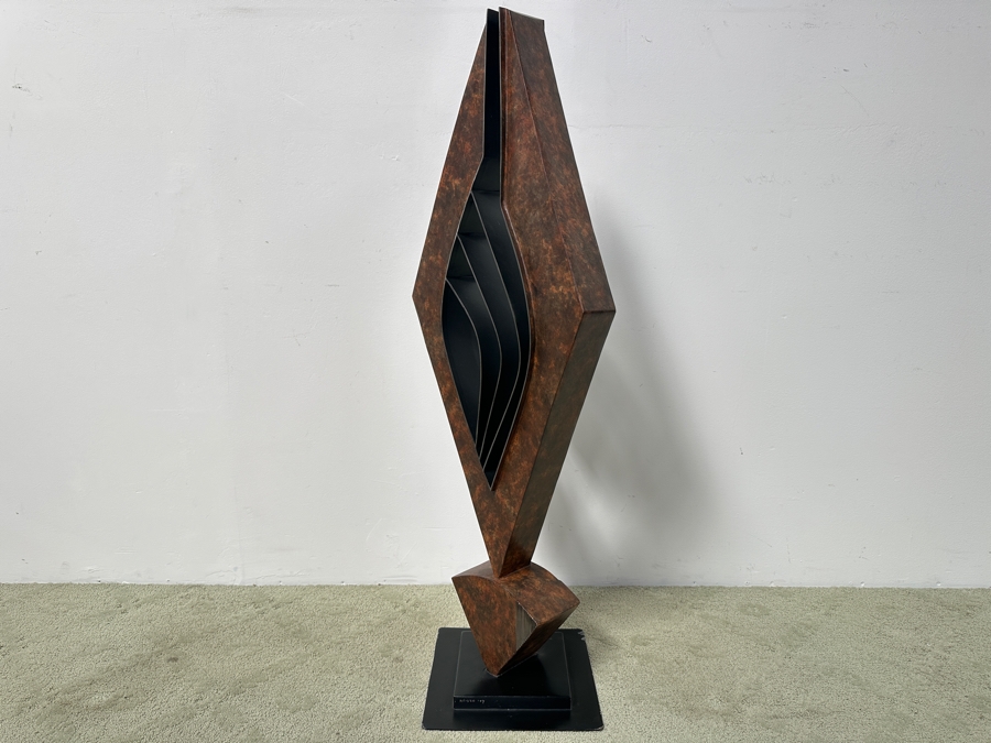Destiny Allison (American, 21st Century) Abstract Steel Sculpture With Diamond Shape Signed On Plinth Base Dated 2007 44'H X 17'W X 15'D Estimate $1,500-$3,000 [Photo 9]