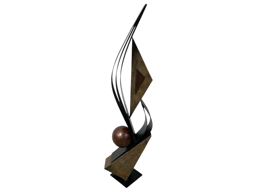 Destiny Allison (American, 21st Century) Abstract Steel Sculpture With Geometric Shapes Signed On Base Dated 2007 48'H X 19'W X 13.5'D Estimate $2,000-$4,000