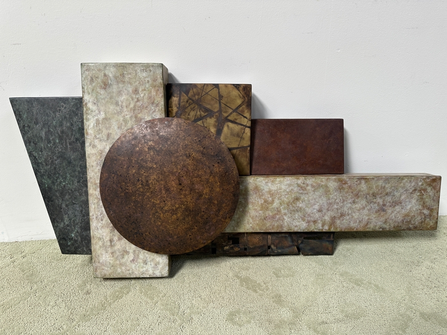 David W. Bowman (American, 21st Century) Abstract Mixed-Metal Geometric Wall Sculpture 53'W X 25'H X 7'D Estimate $4,000-$6,000 [Photo 2]